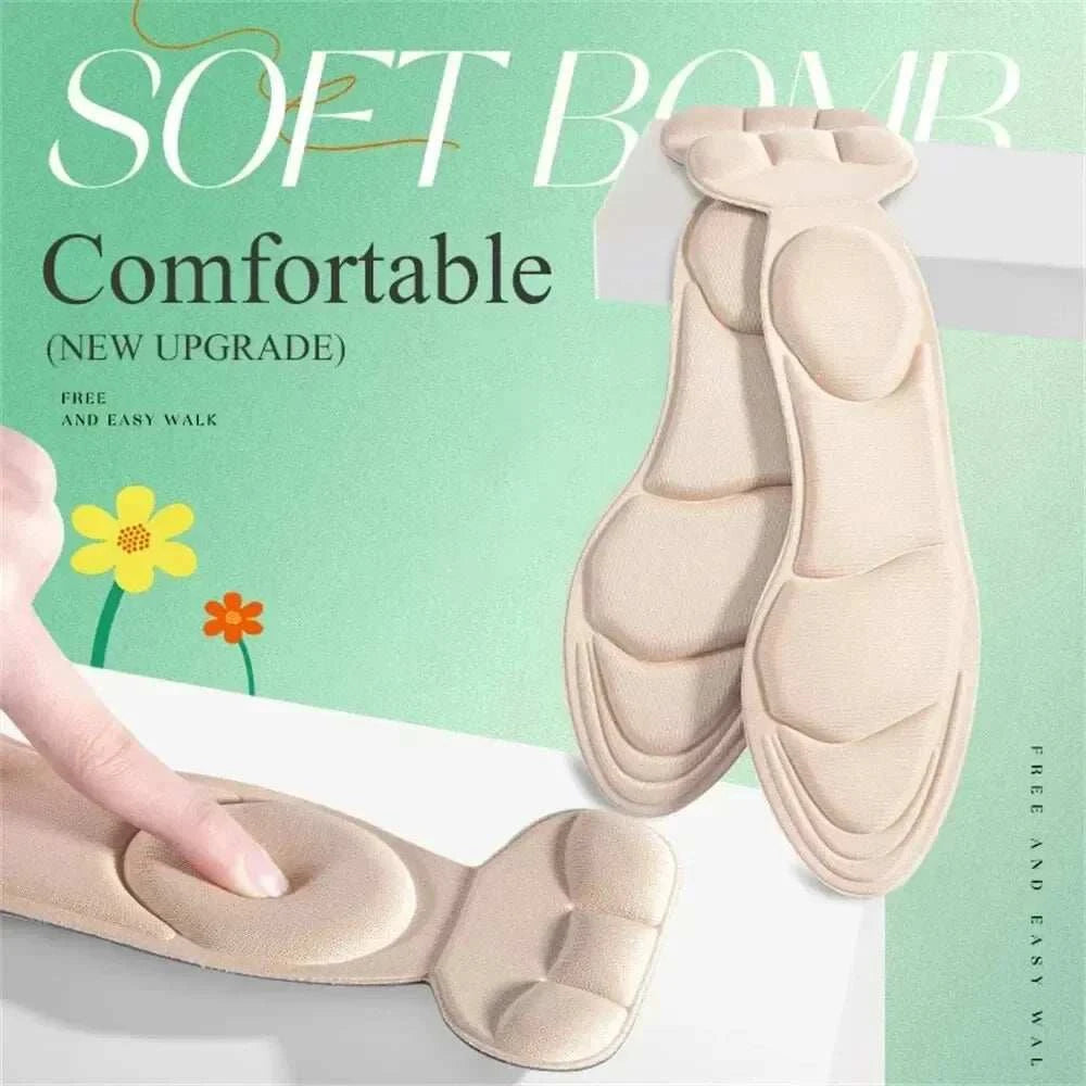 Beige memory foam high-heel insoles with cushioned padding and arch support for women's shoes