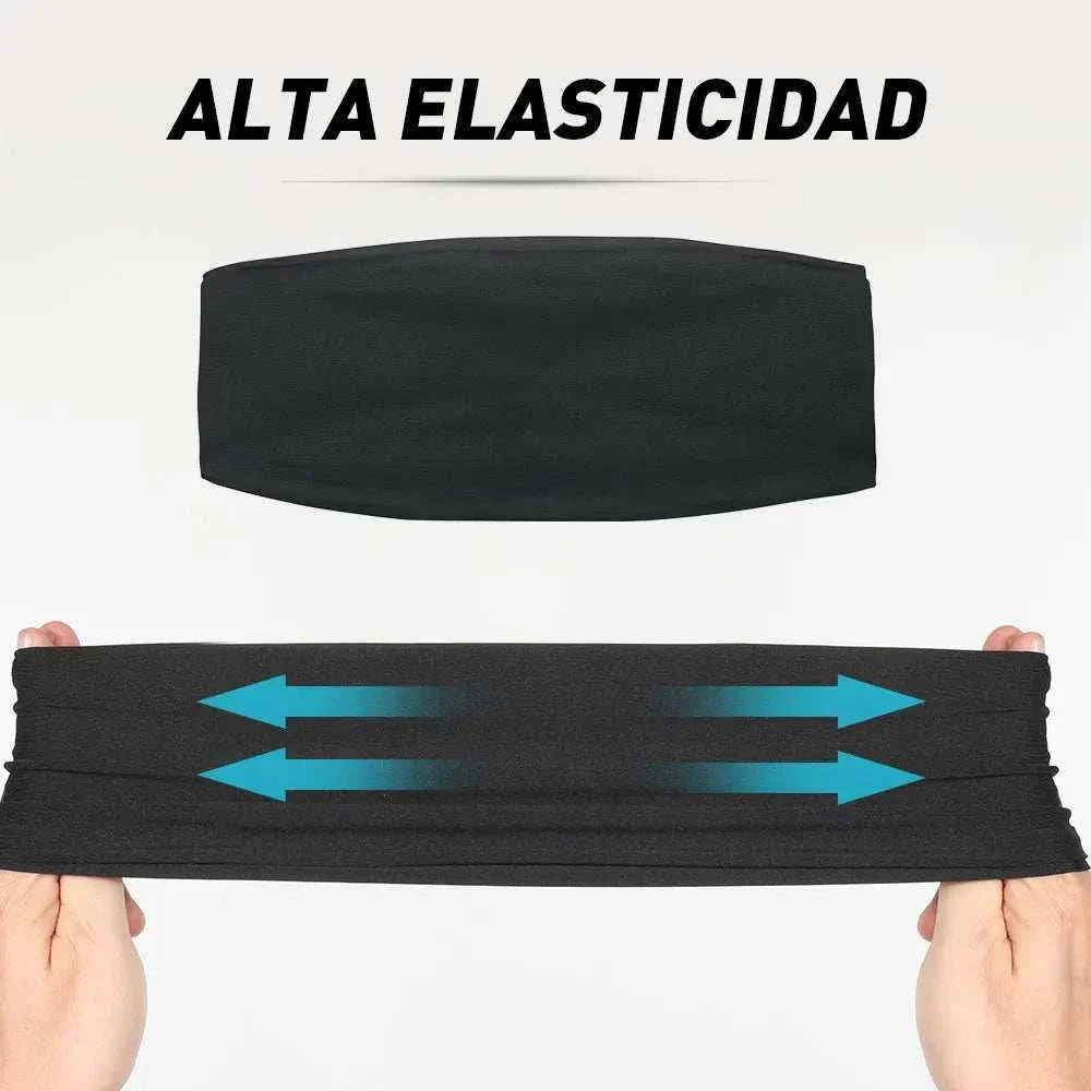 Black fashion sweatband sport headband showing high elasticity and stretchability for comfortable fit