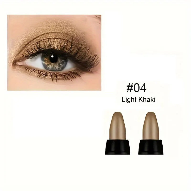 Light Khaki shade from 16-color Pearlescent Glitter Eyeliner Set shown on eye with shimmering khaki eyeliner applied.