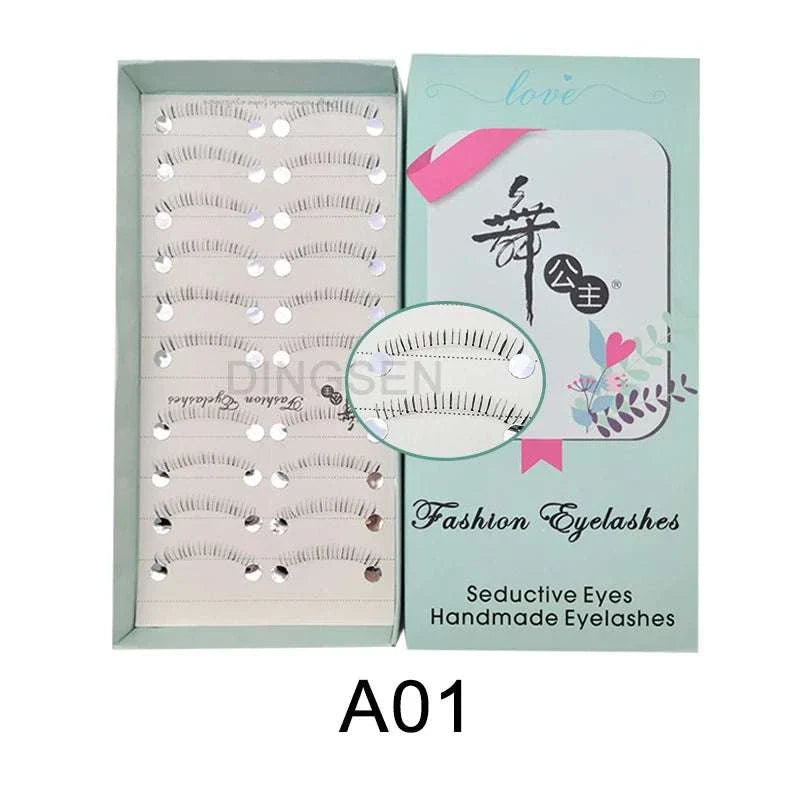 10 pairs of natural manga full strip lashes in retail packaging for cosplay and everyday use