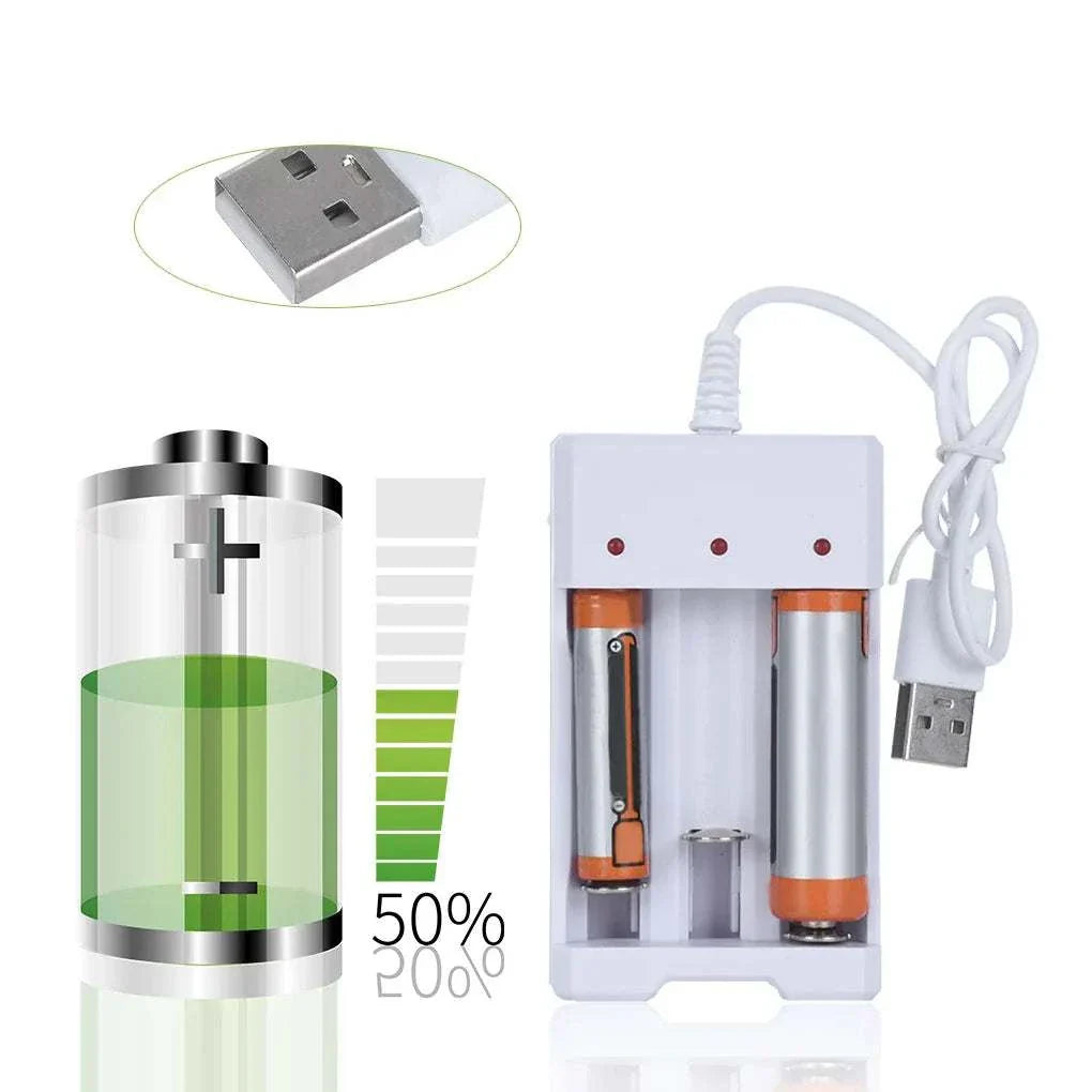 High-speed USB rechargeable battery charger with 3/4 slot for AA and AAA batteries, USB-powered and compact design