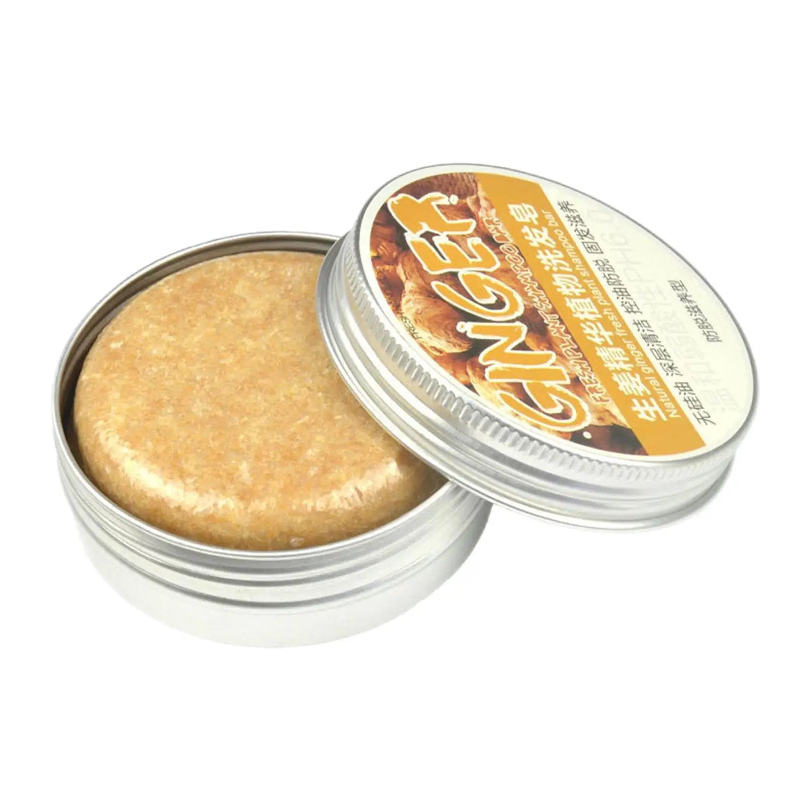 Ginger Polygonum Soap shampoo bar in eco-friendly tin for natural hair growth and dandruff reduction