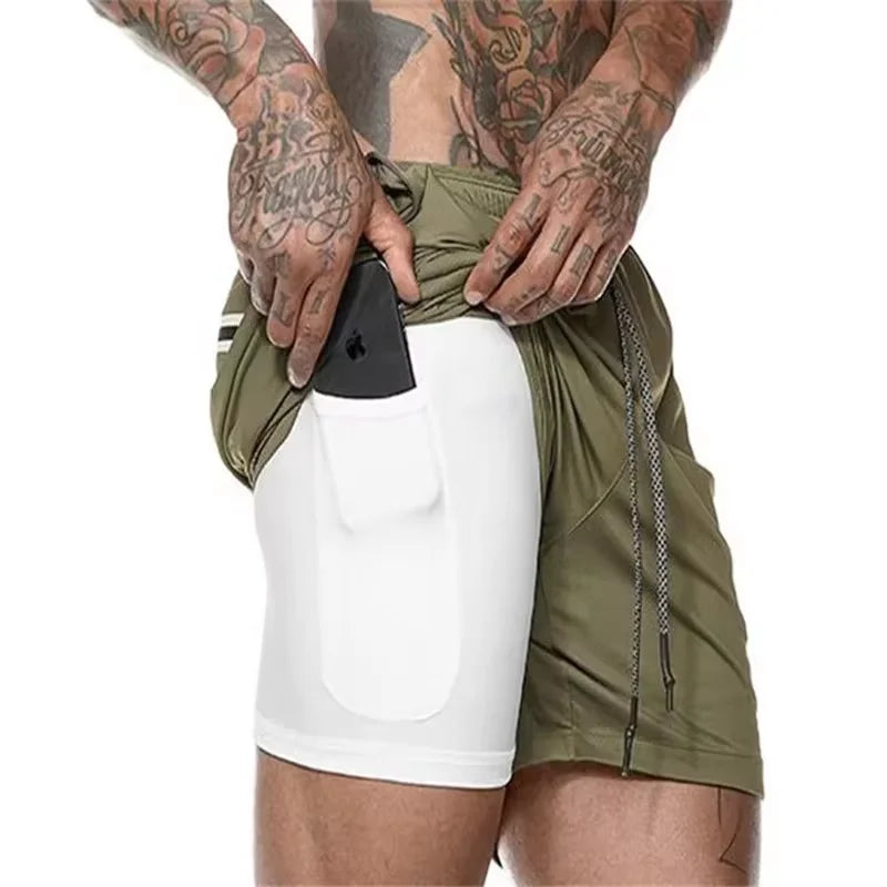 Summer Men’s Double Layer Sports Shorts
