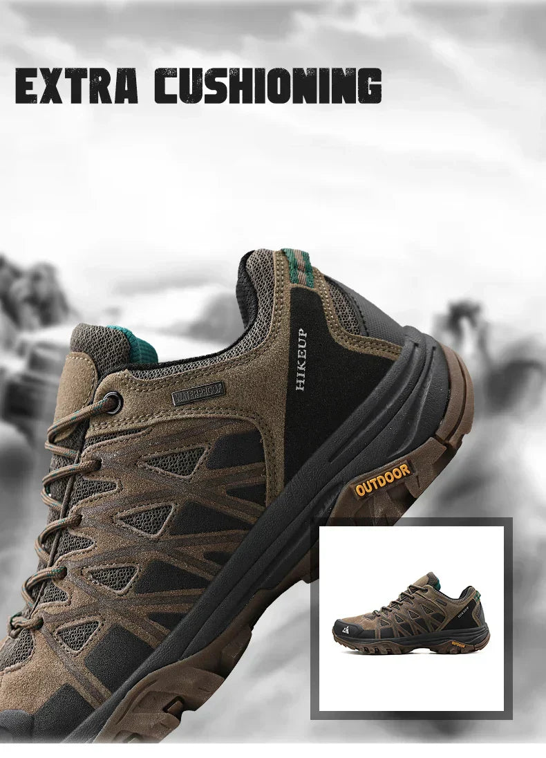 Men's hiking shoes with extra cushioning, durable design, and high-traction soles for outdoor adventures.