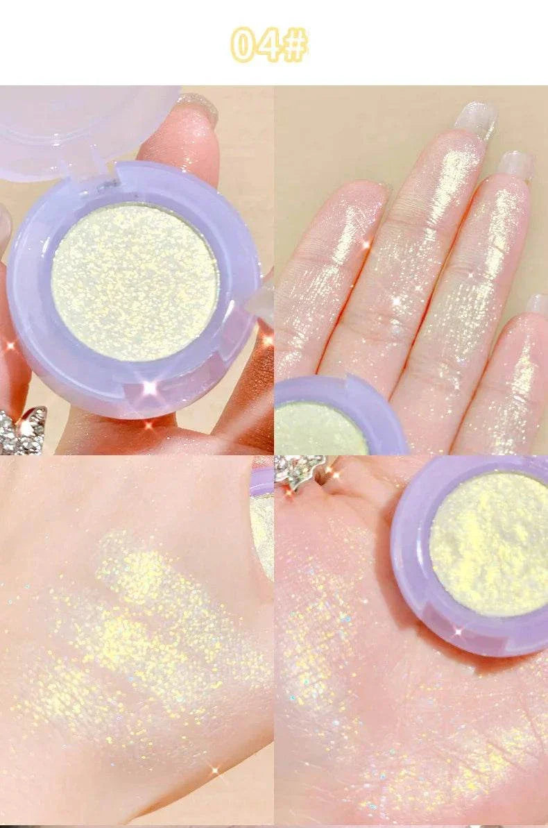 Diamond Glitter Monochrome Eyeshadow Palette with shimmering pale yellow glitter and high-pigment shine swatched on skin.