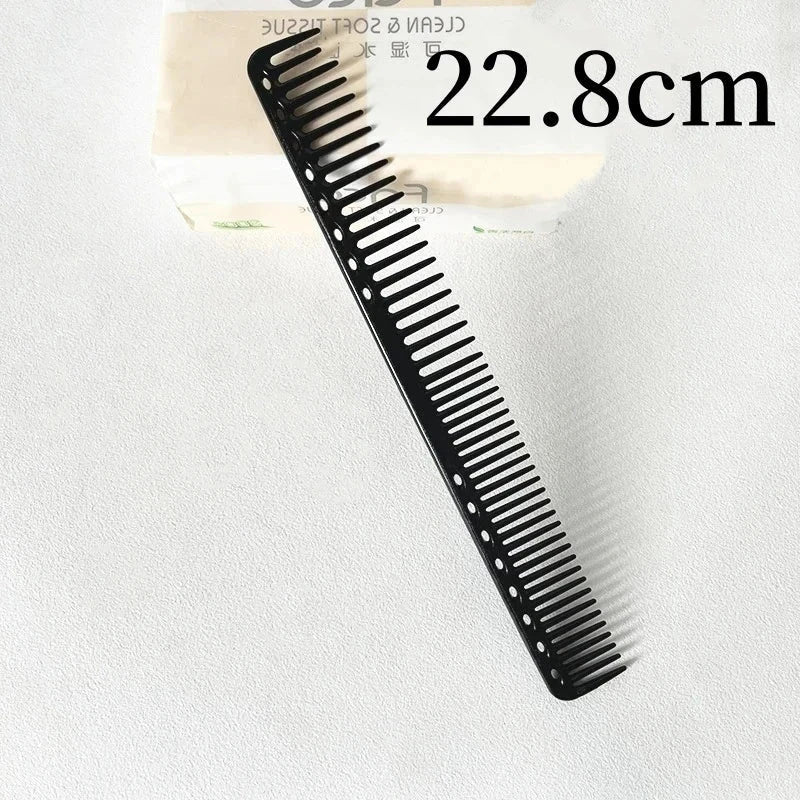Black professional haircut comb with precision teeth, 22.8cm length, salon-grade quality