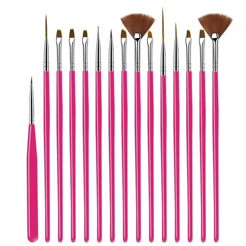 5pcs Nail Liner Brush Set with versatile sizes, durable nylon bristles, and ergonomic pink handles for precise nail art designs