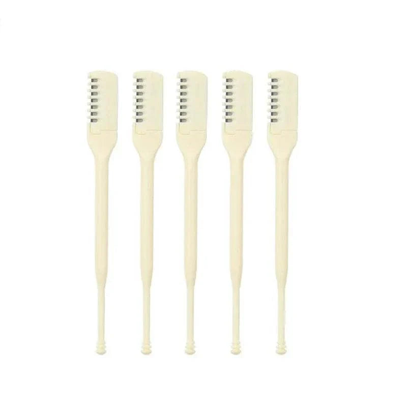 Set of five manual nose hair trimmers with slim, ergonomic handles and comb-like blades for precise grooming