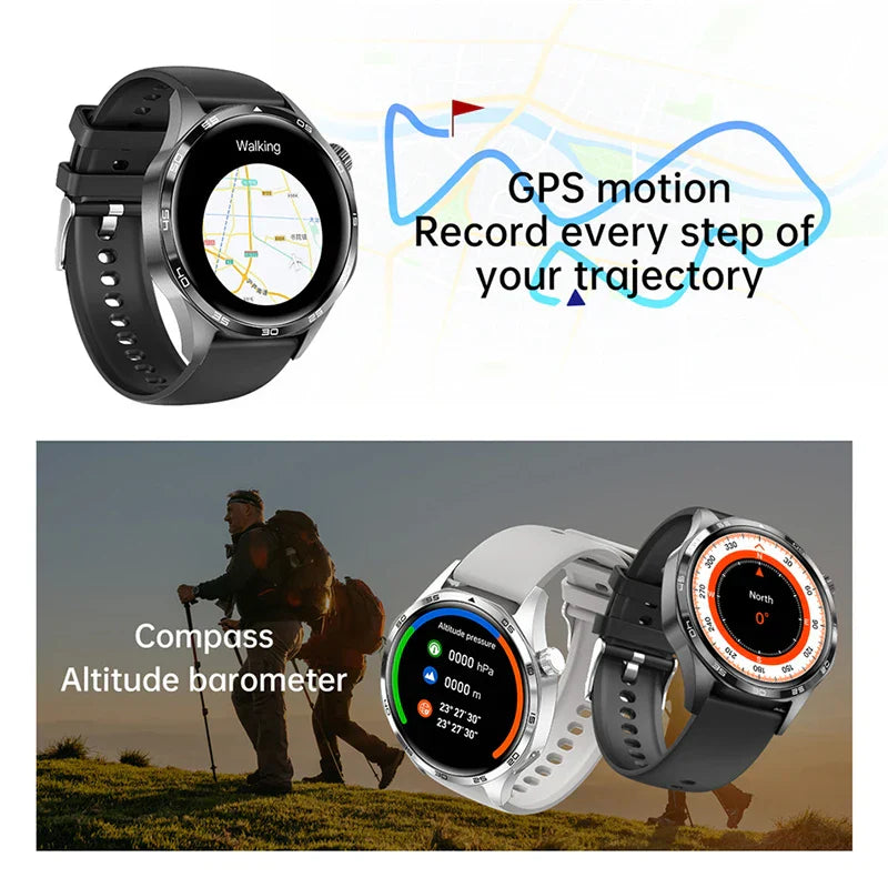 HUAWEI GT5 Pro Smartwatch with AMOLED display, GPS tracking, heart rate monitor, waterproof design, and Bluetooth calling features