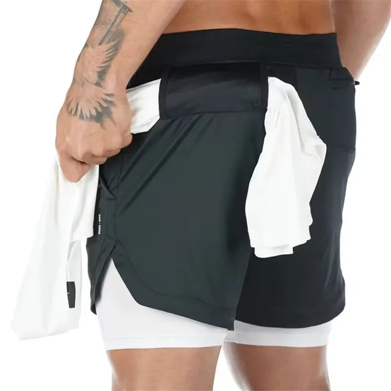 Summer Men’s Double Layer Sports Shorts