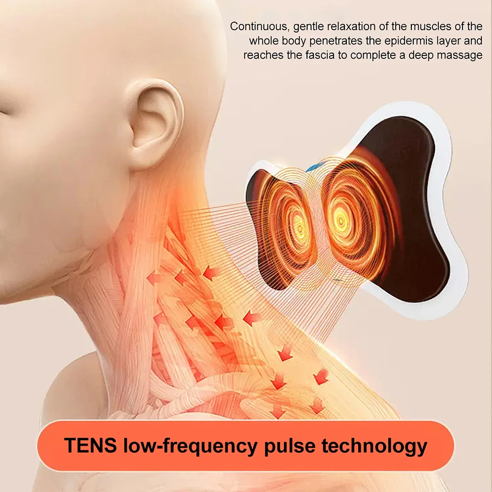 Mini Electric Neck Massager using TENS low-frequency pulse technology for deep muscle relaxation and heat therapy