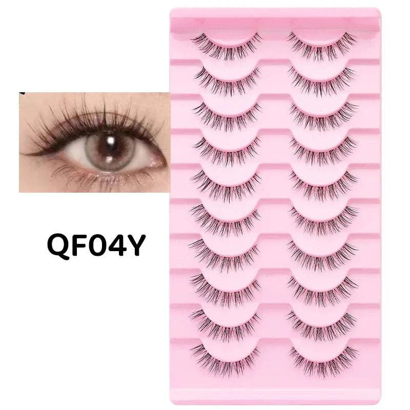 10 pairs of Natural Manga Full Strip Lashes in pink tray, anime-inspired voluminous and natural-looking false eyelashes for all eye shapes