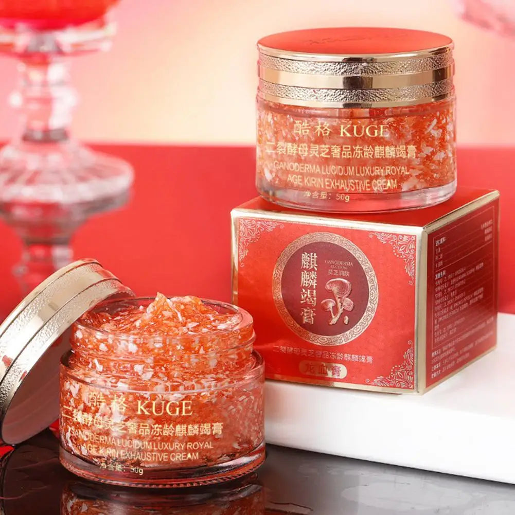 Dragon Blood Retinol Cream moisturizer in red jar with gold lid, hydrating Korean skincare cream for anti-aging and skin renewal