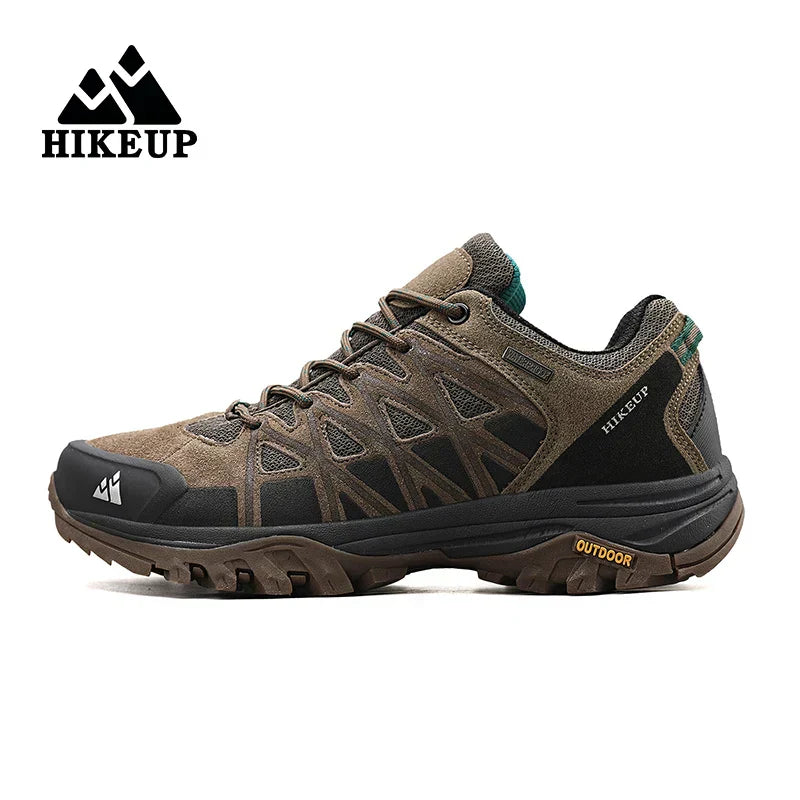 Men's Hiking Shoes by HIKEUP in brown with durable, breathable design and rugged outsole for outdoor trails