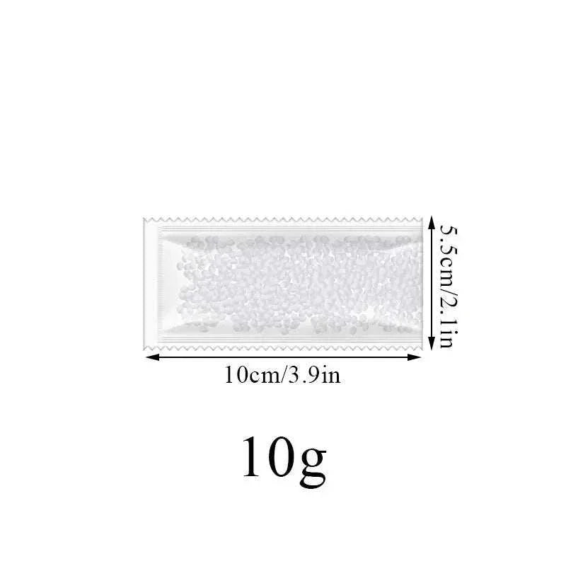 10g packet of resin tooth repair glue beads for temporary dental fixes, measuring 10cm by 5.5cm