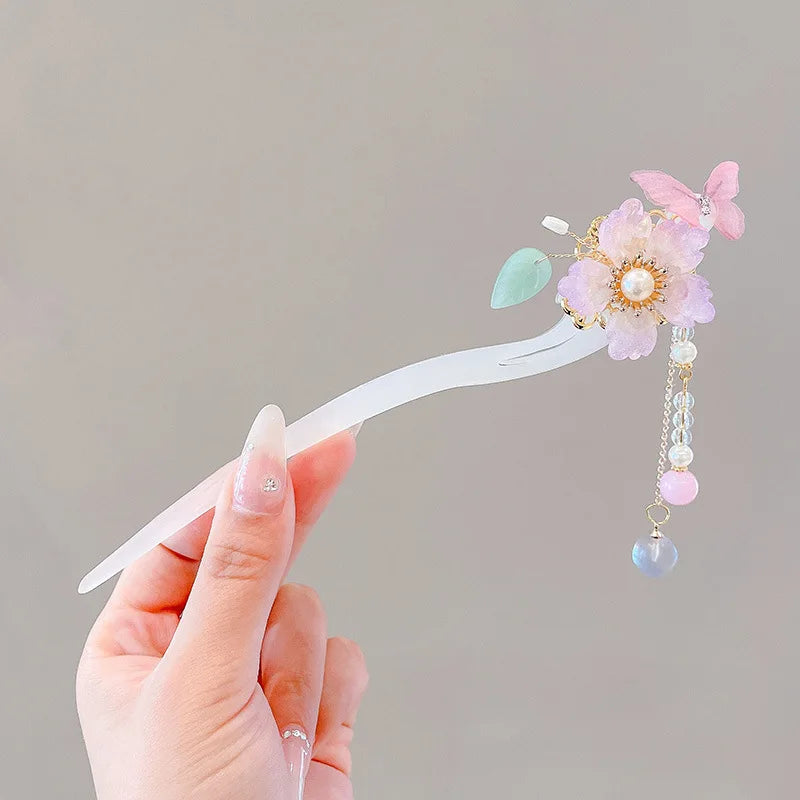 Elegant Chinese Style Flower Tassel Hairpin