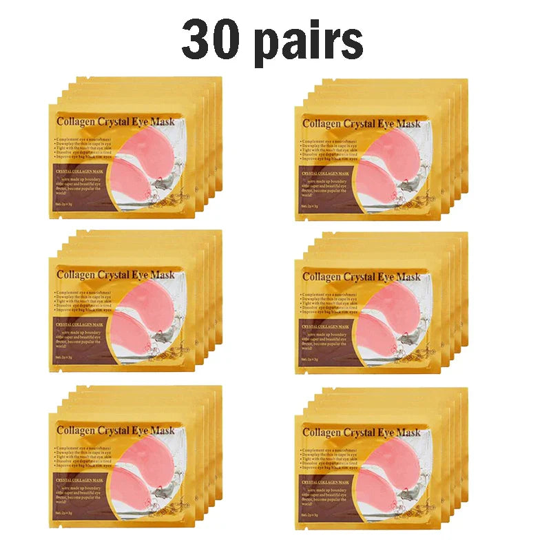 Gold Collagen Crystal Eye Mask 30 pairs packaging for firming and moisturizing under-eye patches