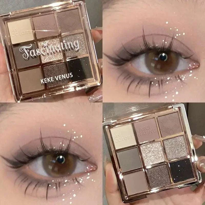 9 Colors Eyeshadow Palette with matte and shimmer neutral shades for versatile smokey and soft matte eye looks