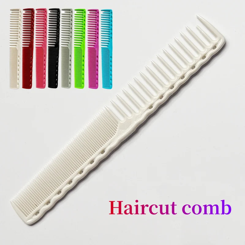 Set of colorful professional haircut combs with ergonomic grip and precision teeth spacing for salon use