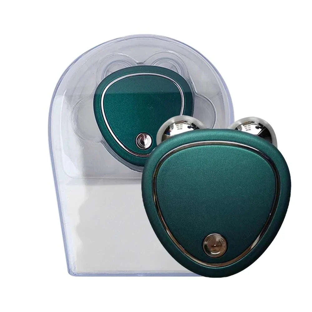 Compact EMS face lifting machine with dual microcurrent rollers for skin tightening and anti-wrinkle treatment