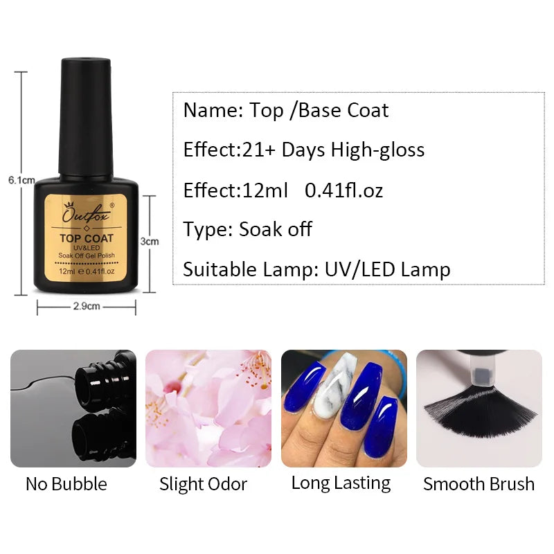 12ml Soak Off UV Gel Top & Base Coat