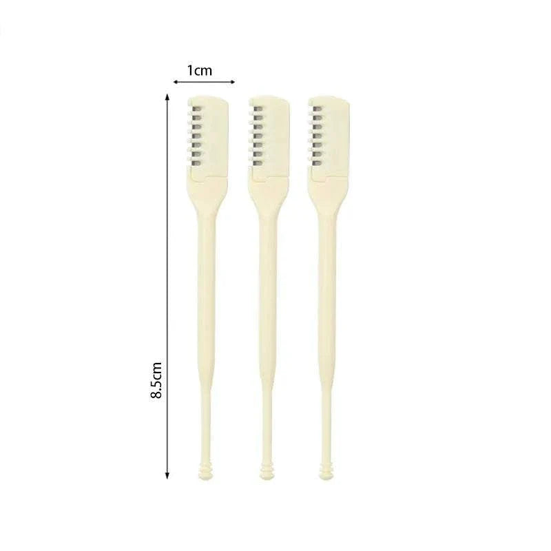 Set of three manual nose hair trimmers with compact 8.5cm length and 360° rotating design for gentle, precise grooming