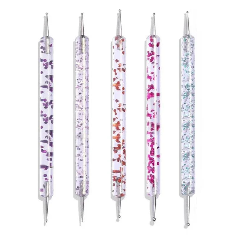 5pcs Nail Liner Brush Set with colorful handles for precise nail art and fine detailing