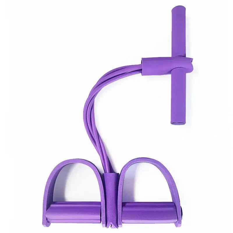 Purple Four-Tube Pedal Tensioner with ergonomic foot pedals and anti-slip handles for home workouts
