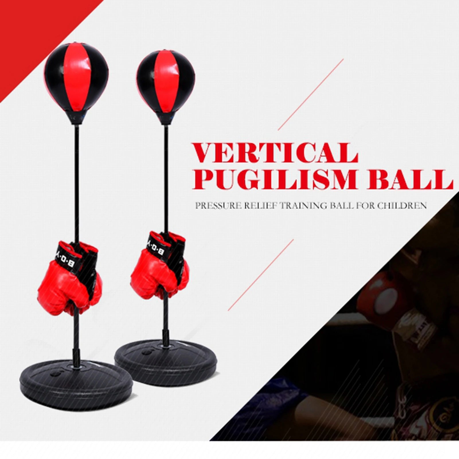 Adjustable Height Kids Punching Ball Set with Gloves