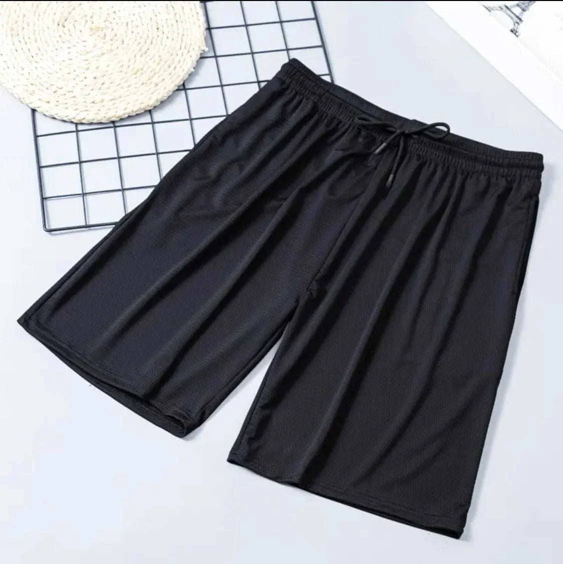 Black 2025 NEW Fitness Sports Shorts for Men with elastic waistband and drawstring, lightweight and quick-drying athletic wear for workouts and casual use