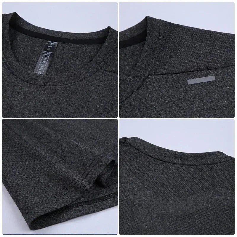 Men's summer loose breathable quick-dry fitness t-shirt in dark gray with lightweight fabric and athletic design