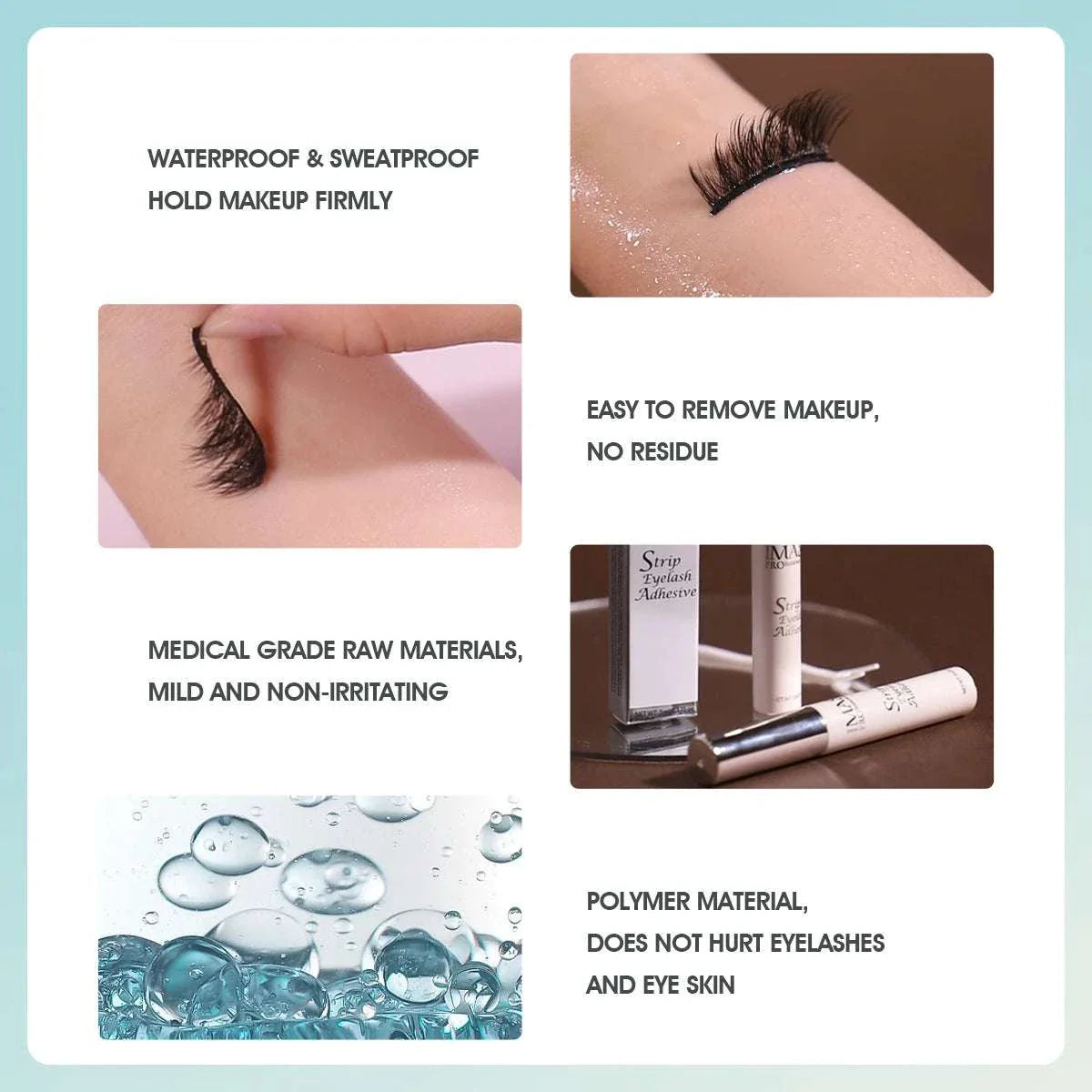 IMAGIC 5ml waterproof and fast-dry false eyelash extension glue with clear, non-irritating formula for long-lasting hold and easy removal