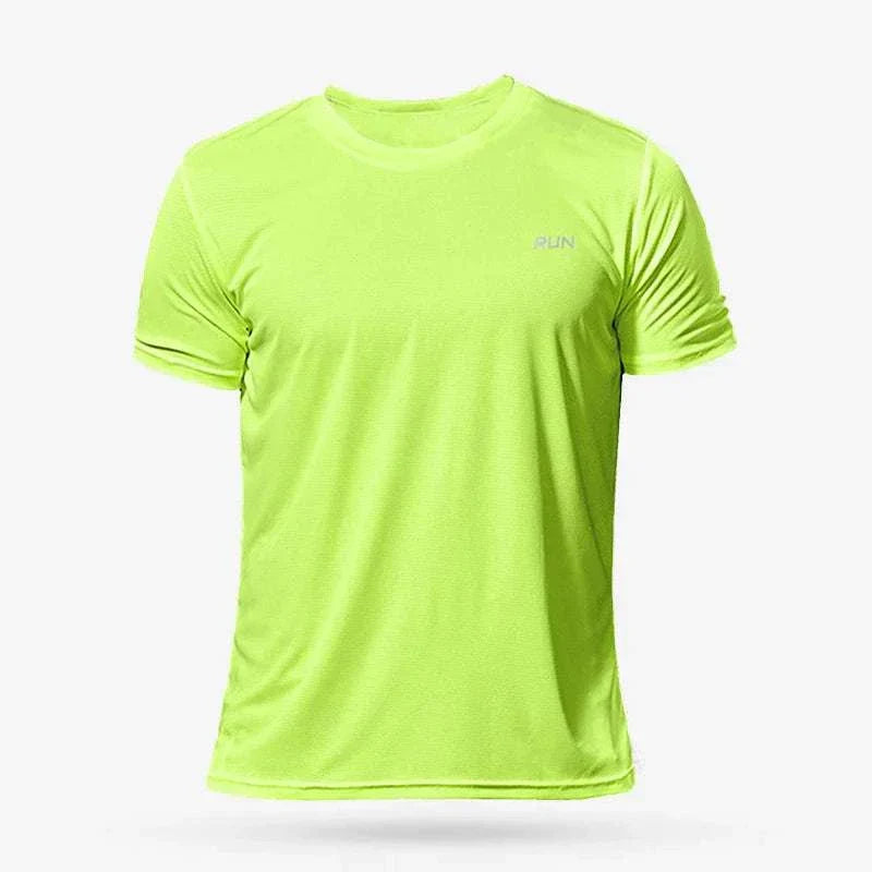 Men’s bright green quick-dry compression sport t-shirt for fitness and training