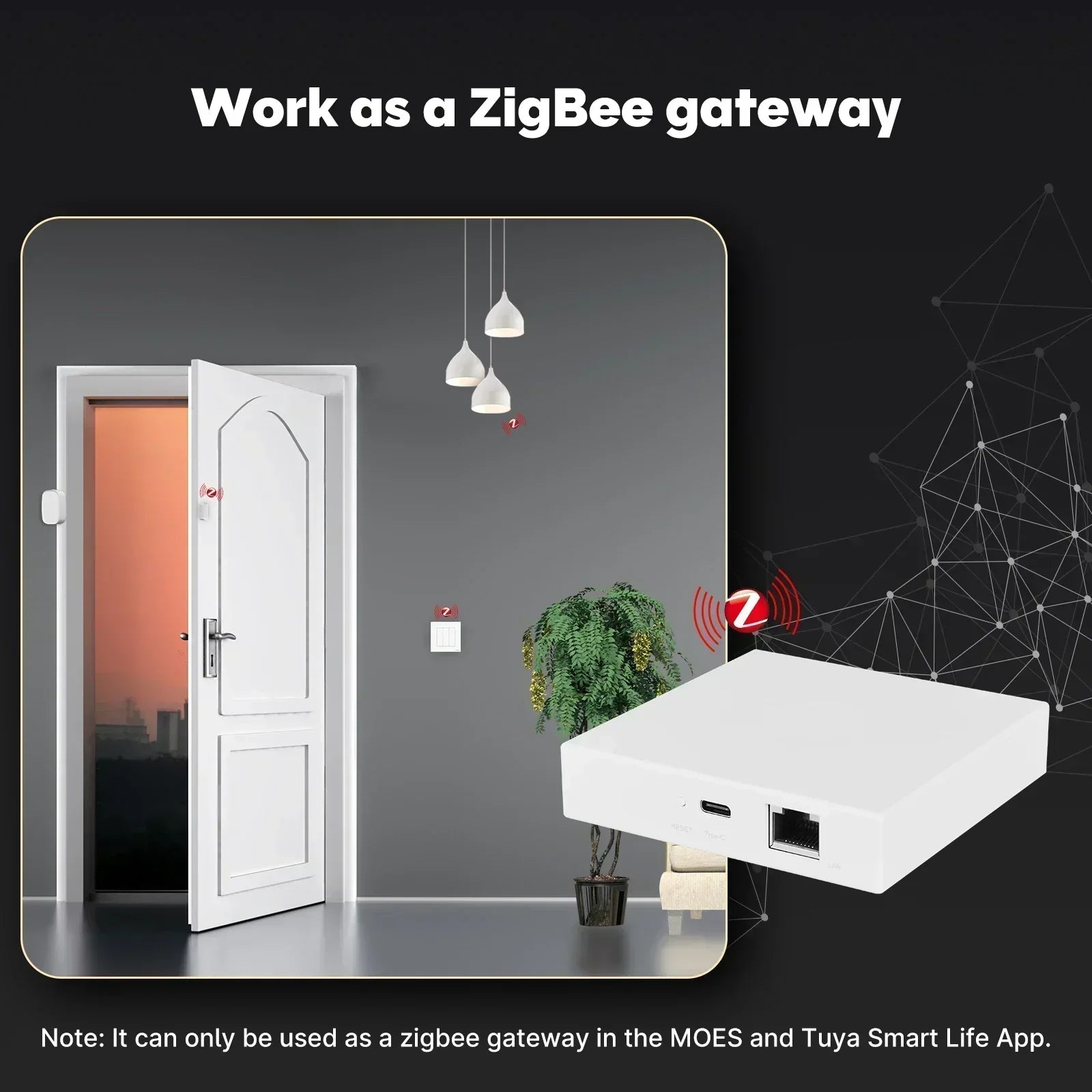 MOES Tuya Zigbee Matter Thread Gateway Smart Home Bridge
