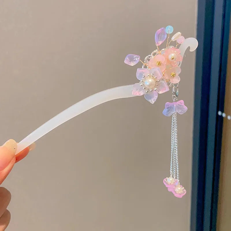 Elegant Chinese Style Flower Tassel Hairpin