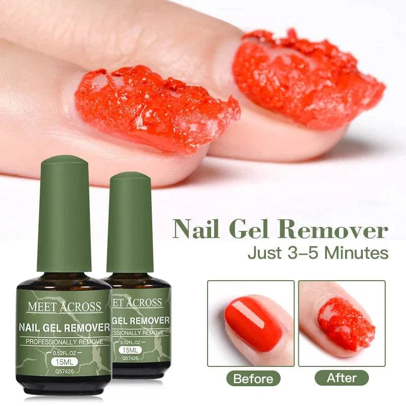 Fast Nail Gel Polish Remover bottles with before and after images showing quick gel polish removal in 3-5 minutes