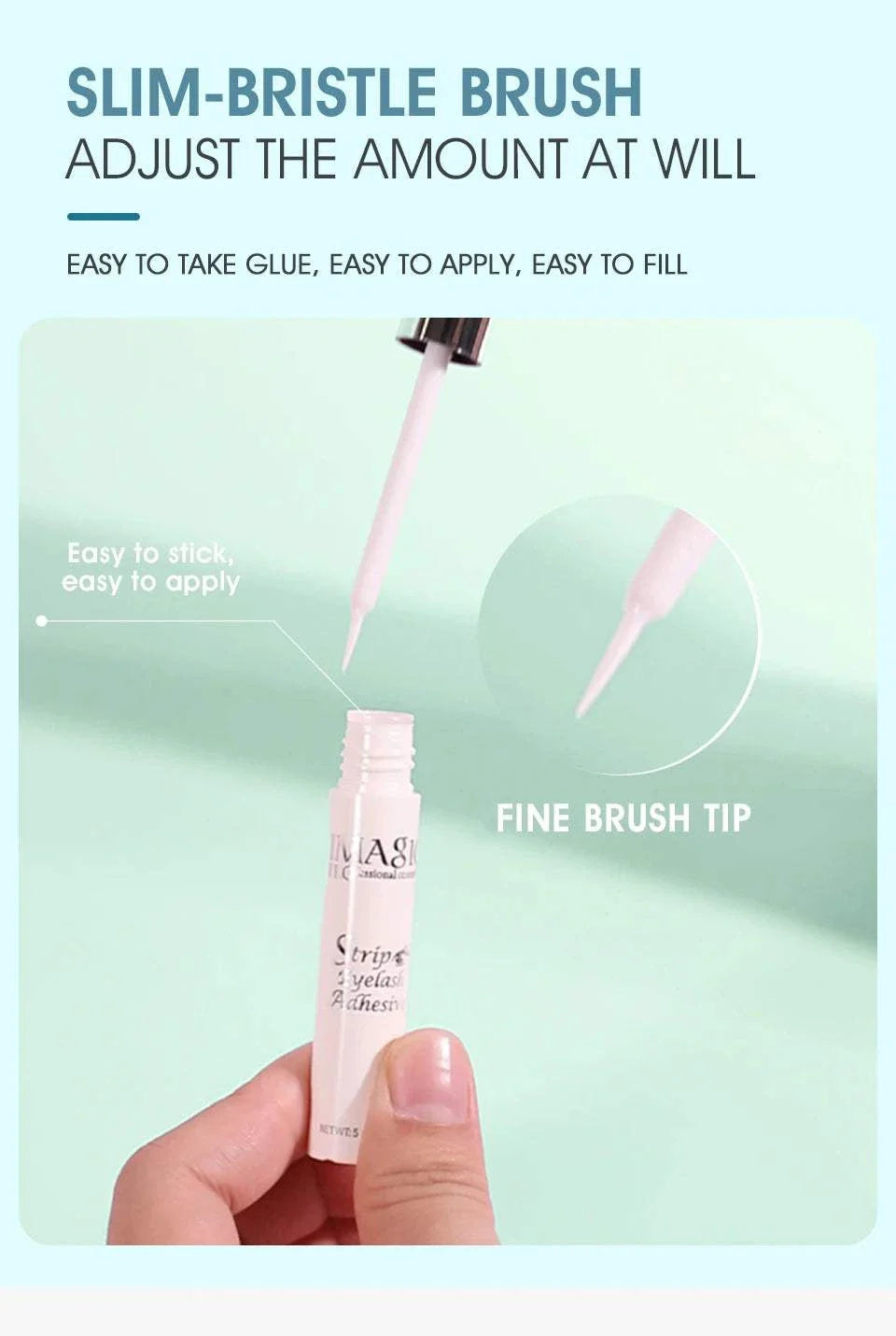 IMAGIC 5ml false eyelash extension glue with slim-bristle brush and fine tip for easy application