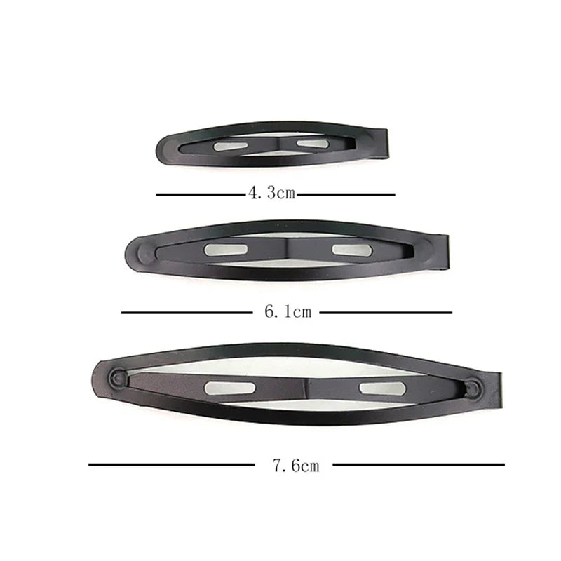 Set of 10 frosted alloy snap hair clips in matte black with secure grip and sleek design