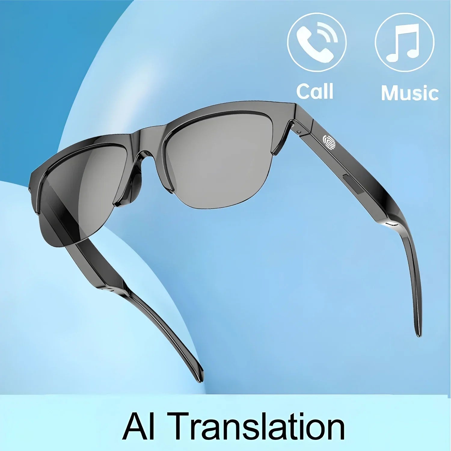 AI Translation Smart Glasses with Bluetooth audio, UV protection, and real-time language translation technology
