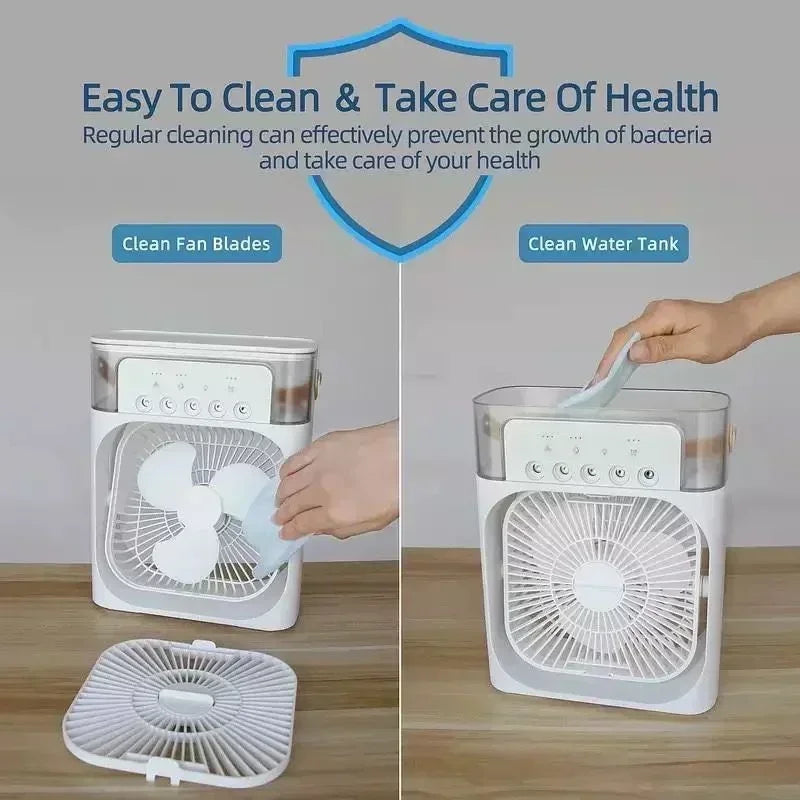 3-in-1 Mini Air Cooler with LED Night Light & Humidifier