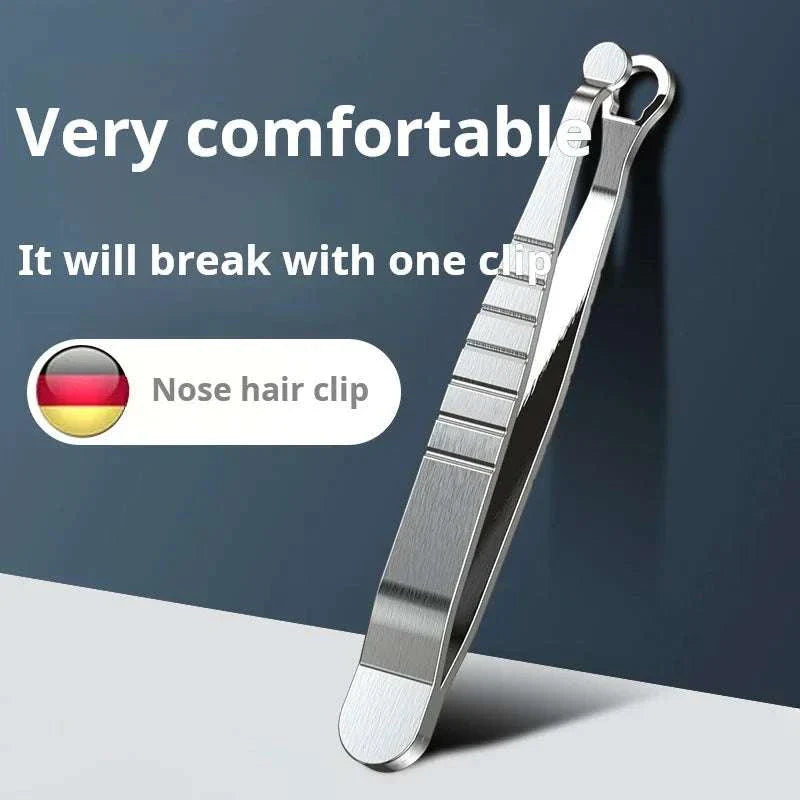 Stainless steel manual nose hair trimmer with ergonomic design and sharp blades for safe and precise grooming