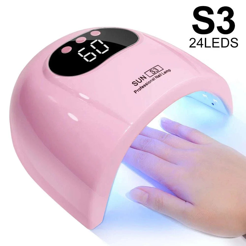 88W LED UV Nail Lamp pink gel polish dryer with digital timer and motion sensor
