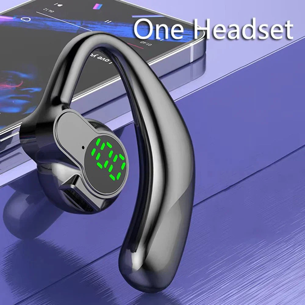 180° Wireless Headphone with Bluetooth 5.4, rotatable earhook, noise-canceling mic, LED battery display, single-ear design, lightweight and sweat-resistant