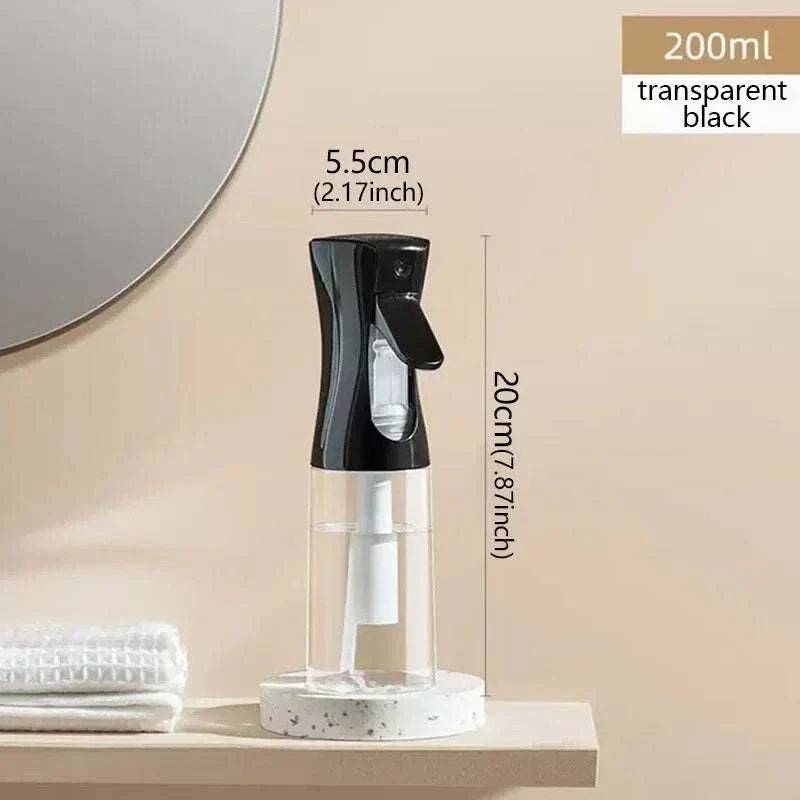 200ml transparent black high pressure mist spray bottle with ergonomic trigger and fine continuous spray design