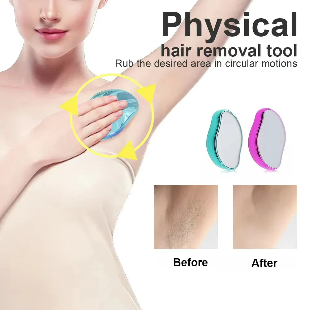 Crystal Hair Eraser physical hair removal tool for smooth underarms before and after results