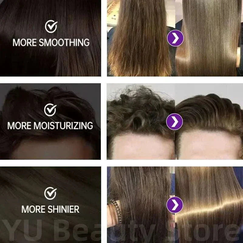 Purple Repair Hair Mask results showing smoother, more moisturized, and shinier hair before and after treatment.