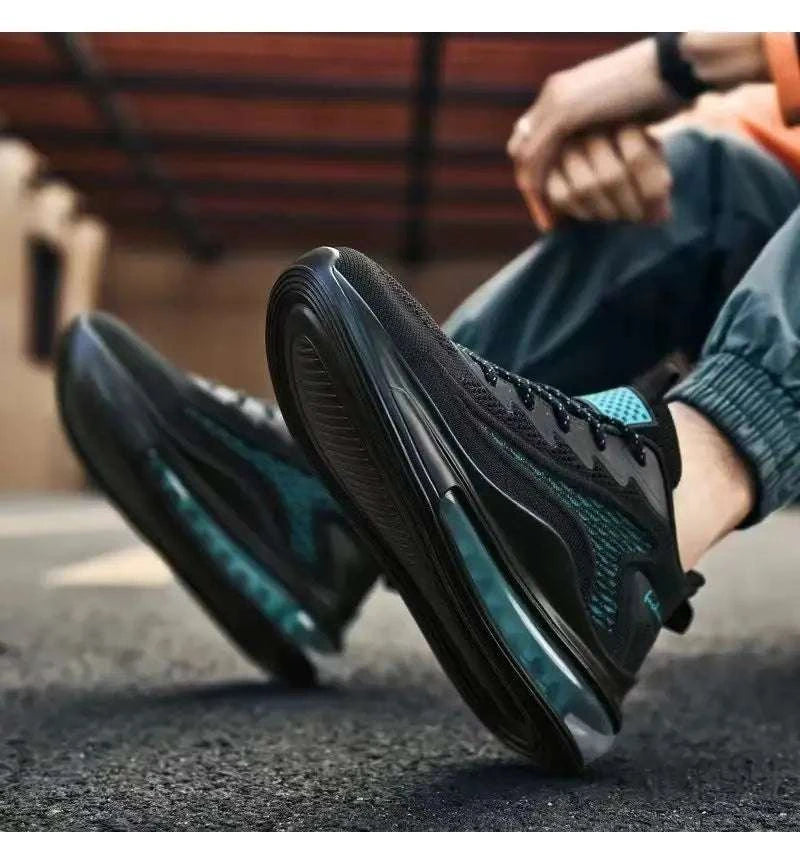 Men's casual air cushion running shoes with breathable mesh upper and shock-absorbing sole for comfort and style