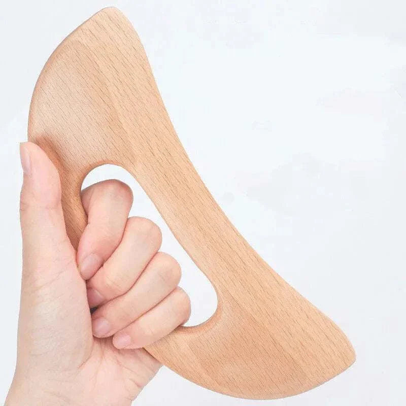 Wooden Gua Sha Tool for manual massage, anti-cellulite, slimming, and body therapy with ergonomic design