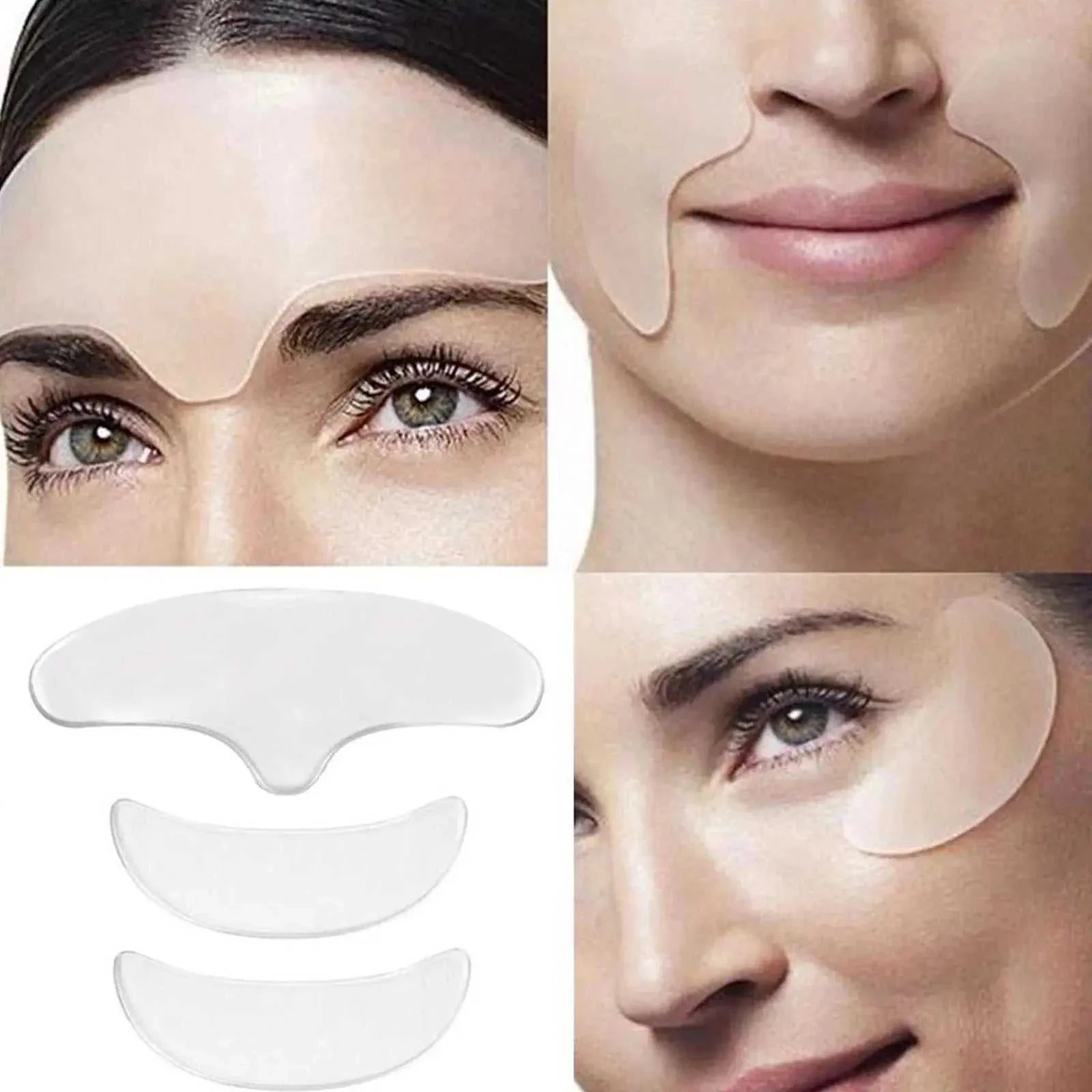 Reusable anti-wrinkle silicone forehead and face patches for smoothing fine lines and wrinkles