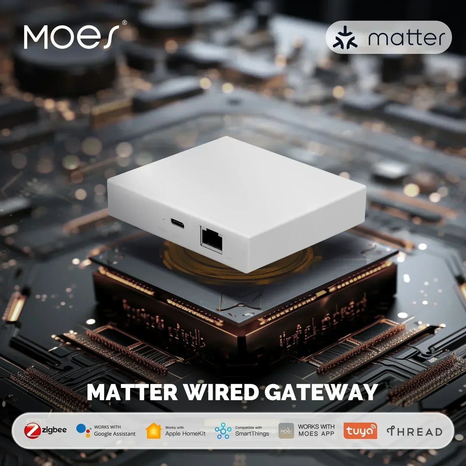 MOES Tuya Zigbee Matter Thread Gateway Smart Home Bridge